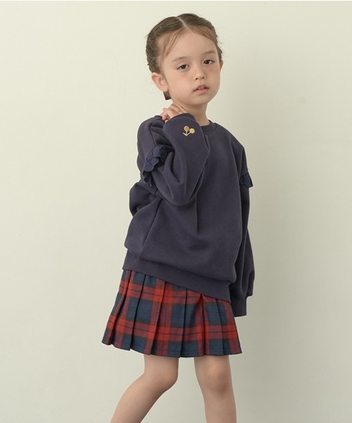 Lycee mine（リセマイン）の「【どっちが前でもOK!】【表コットン裏毛バイバイ裏起毛】コットンレーススウェット（スウェット・キッズ・ピンク/ネイビー/ラベンダー/ミント/グレイッシュベージュ・100cm/130cm/140cm/120cm/110cm/150cm）」の11枚目の写真