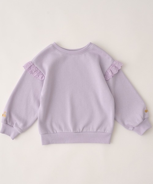 Lycee mine（リセマイン）の「【どっちが前でもOK!】【表コットン裏毛バイバイ裏起毛】コットンレーススウェット（スウェット・キッズ・ピンク/ネイビー/ラベンダー/ミント/グレイッシュベージュ・100cm/130cm/140cm/120cm/110cm/150cm）」の17枚目の写真