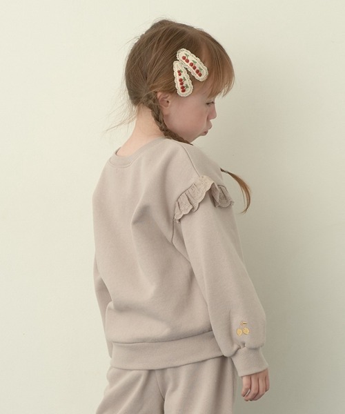 Lycee mine（リセマイン）の「【どっちが前でもOK!】【表コットン裏毛バイバイ裏起毛】コットンレーススウェット（スウェット・キッズ・ピンク/ネイビー/ラベンダー/ミント/グレイッシュベージュ・100cm/130cm/140cm/120cm/110cm/150cm）」の15枚目の写真