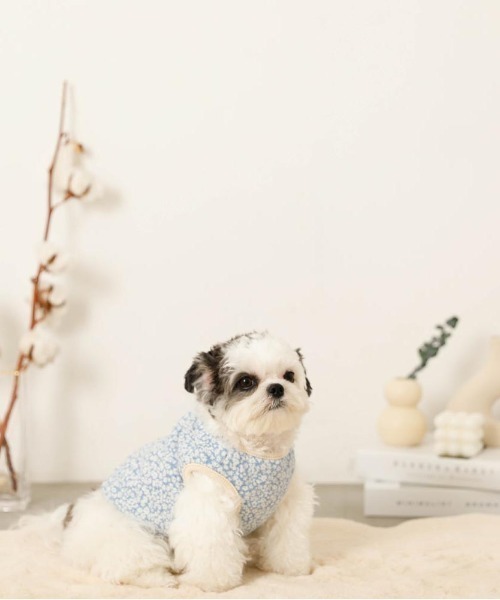 moncheri（モンシェリ）の「リバーシブル小花柄キルティングベスト / 犬服 / ドッグウェア（ペットウェア・レディース・ブルー/グリーン・L/S/M/XL）」の5枚目の写真