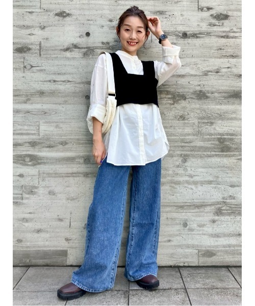◆ニット＆サロペット ツーピース セット チェック柄 BEAMS HEART（ビームス ハート）ニットビスチェ セット