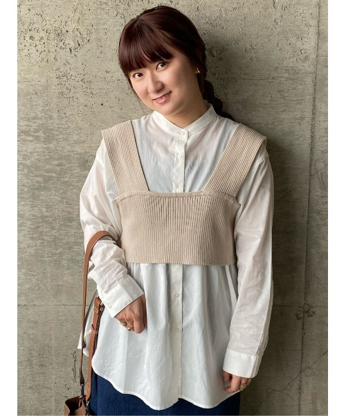 ◆ニット＆サロペット ツーピース セット チェック柄 BEAMS HEART（ビームス ハート）ニットビスチェ セット
