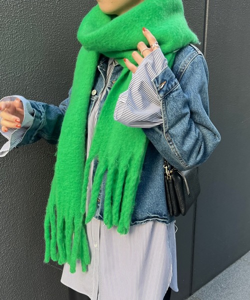 DouDou（ドゥドゥ）の「カラーストール（マフラー・レディース・ブルー/グリーン/アイボリー・FREE）」の6枚目の写真