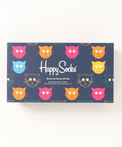 Happy Socks（ハッピーソックス）の「Happy Socks Mixed Cat Gift Box クルーソックス 3足組 ギフトセット 10203516（ソックス/靴下・レディース・マルチ・L/M）」の6枚目の写真