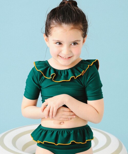 B:MING by BEAMS（ビーミングバイビームス）の「B:MING by BEAMS / フリル スイム セット（100～140cm）（水着・キッズ・パープル系その他4/ダークグリーン・100/110/120/130/140）」の4枚目の写真