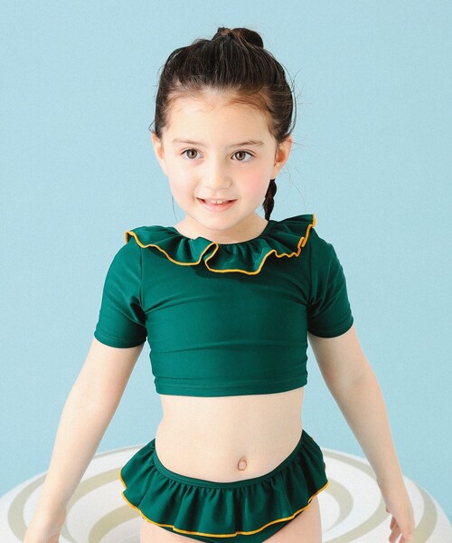 B:MING by BEAMS（ビーミングバイビームス）の「B:MING by BEAMS / フリル スイム セット（100～140cm）（水着・キッズ・パープル系その他4/ダークグリーン・100/110/120/130/140）」の5枚目の写真