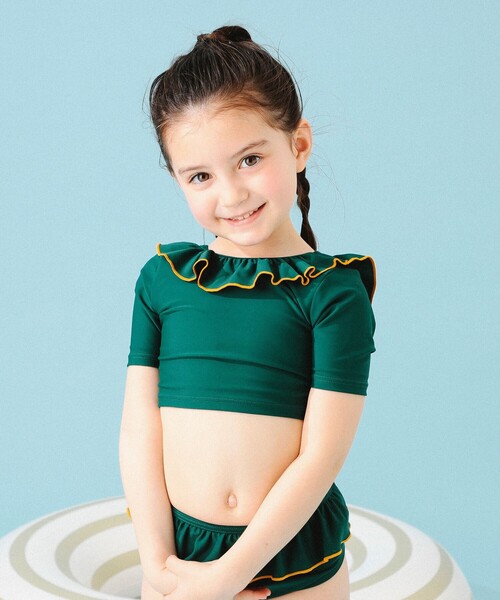 B:MING by BEAMS（ビーミングバイビームス）の「B:MING by BEAMS / フリル スイム セット（100～140cm）（水着・キッズ・パープル系その他4/ダークグリーン・100/110/120/130/140）」の6枚目の写真