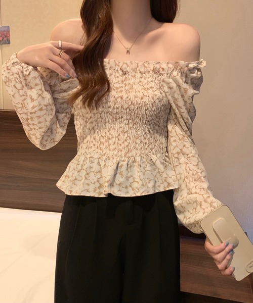 Sibra(シブラ)の「シャリング花柄トップス(シャツ/ブラウス・レディース・ベージュ/カーキ/オレンジ・M)」の16枚目の写真