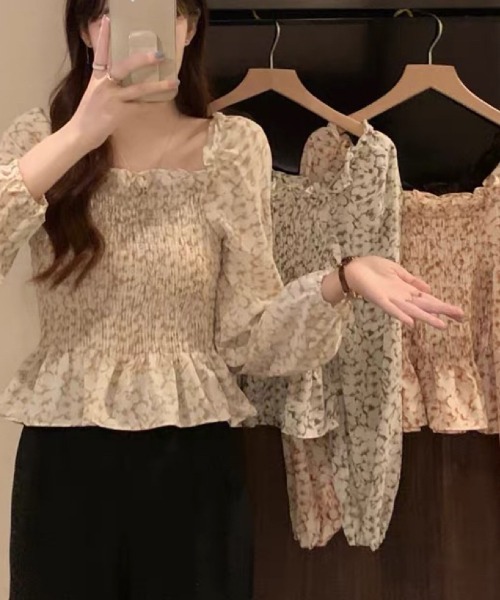 Sibra(シブラ)の「シャリング花柄トップス(シャツ/ブラウス・レディース・ベージュ/カーキ/オレンジ・M)」の17枚目の写真