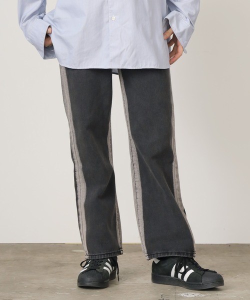 ROOPTOKYO（ループトウキョウ）の「ヴィンテージ風サイドラインストレートデニムパンツ（デニムパンツ・メンズ・ブラック・XL/L/M/S）」の11枚目の写真