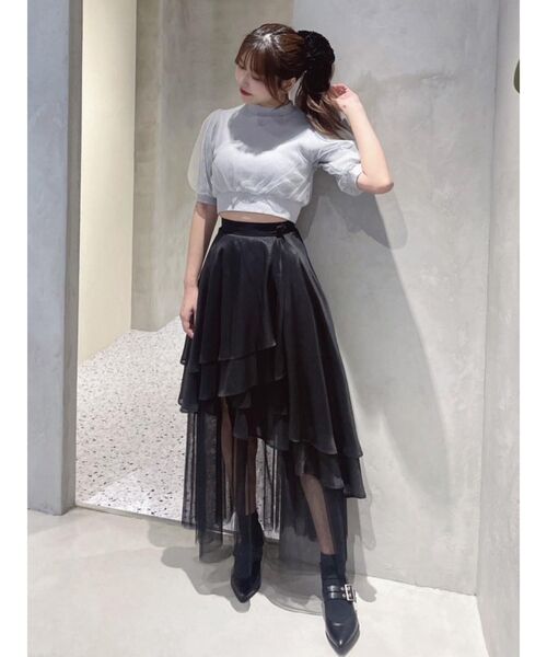 EATME（イートミー）の「リブチュールショートTOP（ニット/セーター・レディース・ブラック/グレー/アイボリー・FREE）」の5枚目の写真