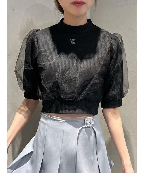 EATME（イートミー）の「リブチュールショートTOP（ニット/セーター・レディース・ブラック/グレー/アイボリー・FREE）」の6枚目の写真