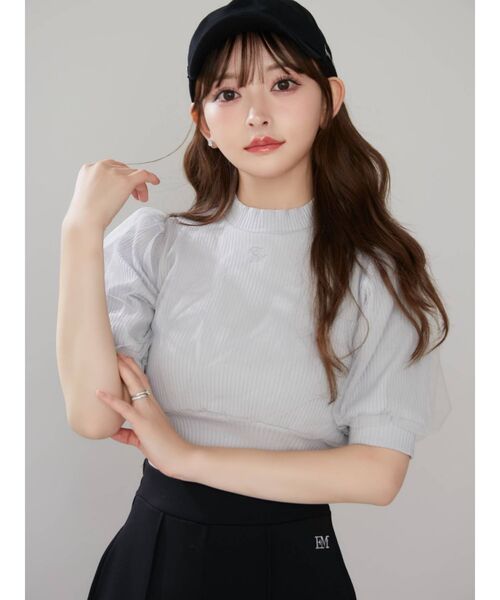 EATME（イートミー）の「リブチュールショートTOP（ニット/セーター・レディース・ブラック/グレー/アイボリー・FREE）」の16枚目の写真