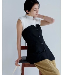 Re:EDIT | [神山まりあさん着用][2024SS COLLECTION]ライトツイルベアボタンコンパクトビスチェ(ベスト)