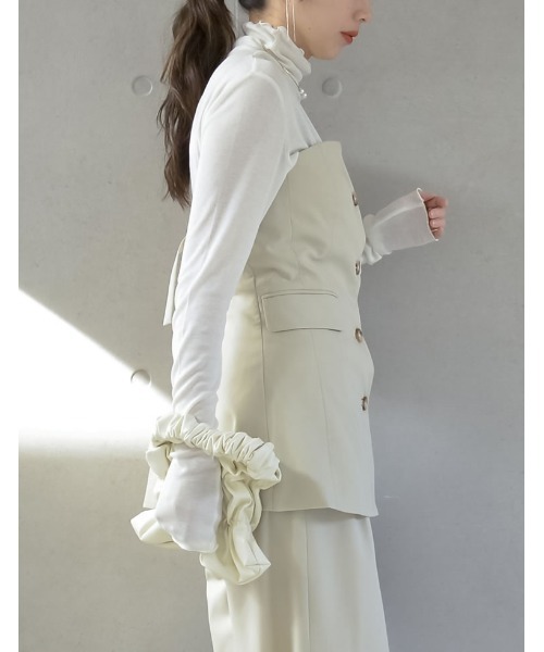 Re:EDIT（リエディ）の「[神山まりあさん着用][2024SS COLLECTION]ライトツイルベアボタンコンパクトビスチェ（ベスト・レディース・ベージュ/アイボリー/ブラック/グレー・MEDIUM/LARGE）」の13枚目の写真