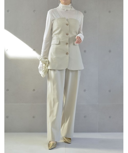 Re:EDIT（リエディ）の「[神山まりあさん着用][2024SS COLLECTION]ライトツイルベアボタンコンパクトビスチェ（ベスト・レディース・ベージュ/アイボリー/ブラック/グレー・MEDIUM/LARGE）」の10枚目の写真