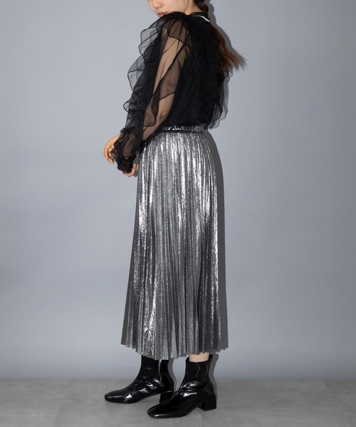 MAISON BREEZE reveur（メゾンブリーズレヴール）の「【MAISON BREEZE reveur】sheer ruffle pin tuck blouse フリルピンタック シアーブラウス trc（シャツ/ブラウス・レディース・ブラック/アイボリー/ライム/グレー・FREE）」の13枚目の写真