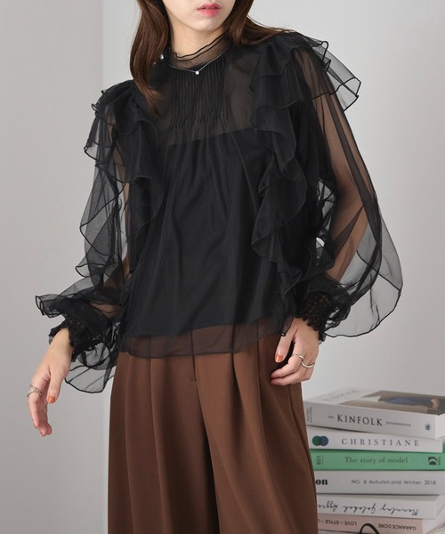 新品 rosymonster sheer blouse ピンク シアーブラウス