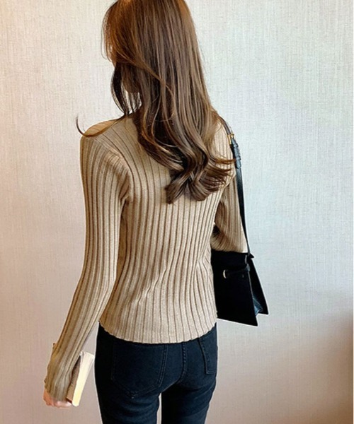 kirakiraShop(キラキラショップ)の「キーネック リブ ニット カーディガン(ニット/セーター・レディース・ブルー/ブラック/ダークグリーン/パープル/ブラウン/グレー/ピンク/オレンジ/オフホワイト/ベージュ系その他/グリーン系その他/ピンク系その他/レッド系その他/ライトベージュ/グリーン系その他2・FREE)」の21枚目の写真