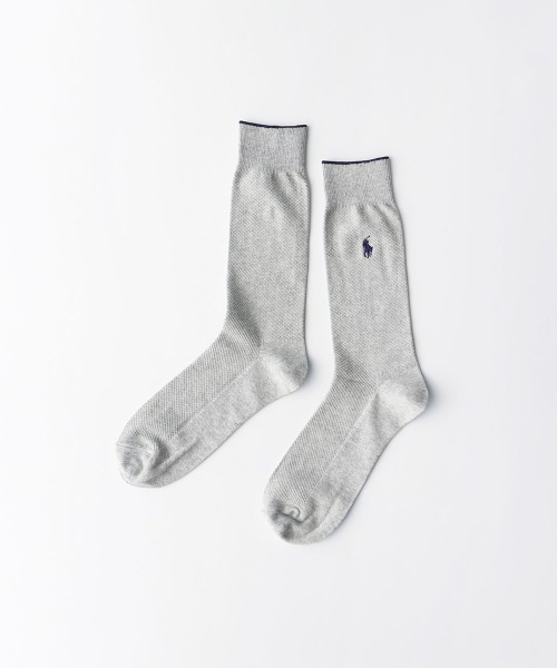 POLO RALPH LAUREN(ポロ ラルフ ローレン)の「POLO RALPH LAUREN メンズ オーガニックコットン混 カノコ ワンポイント クルーソックス 02012456(ソックス/靴下・メンズ・ブラック/ライトグレー/ダークネイビー/レッド/ホワイト/ブルー系その他/ピンク/エメラルド・25-27CM)」の4枚目の写真
