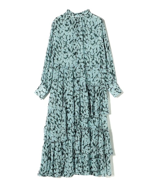 SHIPS（シップス）の「* 〈手洗い可能〉楊柳 フラワー プリント ティアード ワンピース 24SS ◇（ワンピース・レディース・ネイビー/グリーン・ONE SIZE）」の3枚目の写真