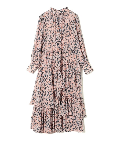 SHIPS（シップス）の「* 〈手洗い可能〉楊柳 フラワー プリント ティアード ワンピース 24SS ◇（ワンピース・レディース・ネイビー/グリーン・ONE SIZE）」の5枚目の写真