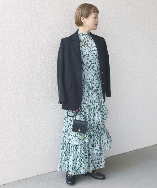 SHIPS（シップス）の「* 〈手洗い可能〉楊柳 フラワー プリント ティアード ワンピース 24SS ◇（ワンピース・レディース・ネイビー/グリーン・ONE SIZE）」の15枚目の写真