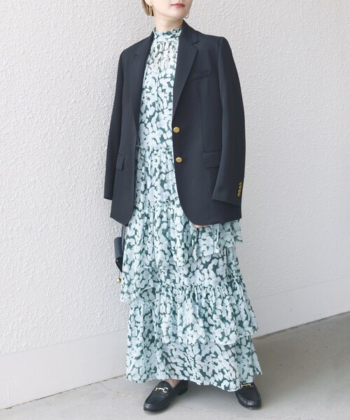 SHIPS（シップス）の「* 〈手洗い可能〉楊柳 フラワー プリント ティアード ワンピース 24SS ◇（ワンピース・レディース・ネイビー/グリーン・ONE SIZE）」の16枚目の写真