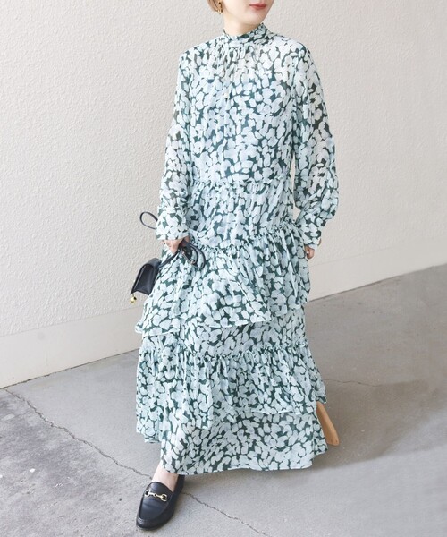 SHIPS（シップス）の「* 〈手洗い可能〉楊柳 フラワー プリント ティアード ワンピース 24SS ◇（ワンピース・レディース・ネイビー/グリーン・ONE SIZE）」の19枚目の写真