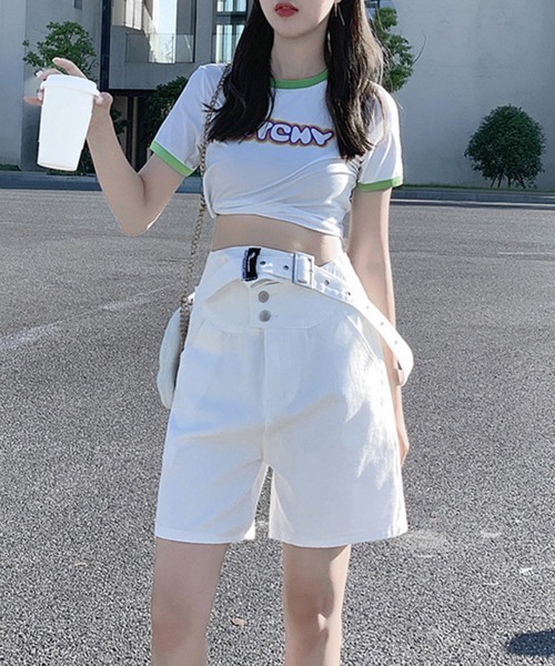 Miniministore(ミニミニストア)の「デニムサロペット ショートオーバーオール(デニムパンツ・レディース・インディゴブルー/ホワイト・M/XL/S/L)」の19枚目の写真