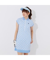 FILA GOLF/フィラゴルフ ゴルフウェア ブランド ロゴ 吸汗速乾 UVカット 接触冷感 遮熱 フレンチスリーブ ハーフジップ ワンピース