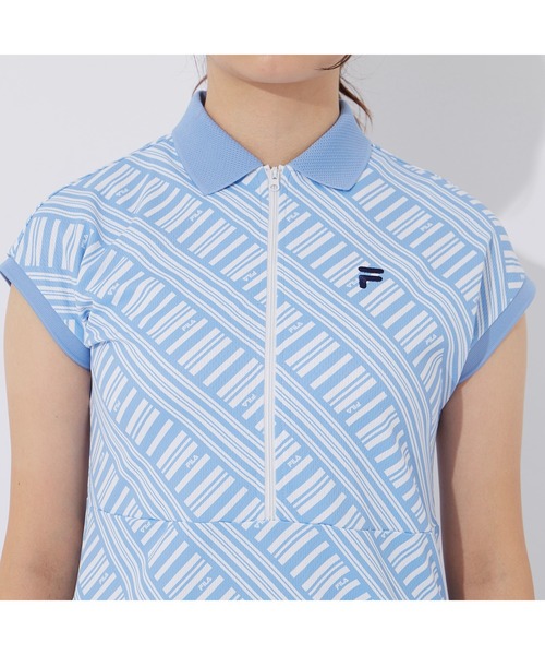 FILA GOLF(フィラゴルフ )の「FILA GOLF/フィラゴルフ ゴルフウェア ブランド ロゴ 吸汗速乾 UVカット 接触冷感 遮熱 フレンチスリーブ ハーフジップ ワンピース(ワンピース・レディース・レッド/ライトブルー/ブラック・L/M/LL)」の14枚目の写真