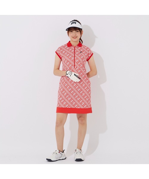 FILA GOLF(フィラゴルフ )の「FILA GOLF/フィラゴルフ ゴルフウェア ブランド ロゴ 吸汗速乾 UVカット 接触冷感 遮熱 フレンチスリーブ ハーフジップ ワンピース(ワンピース・レディース・レッド/ライトブルー/ブラック・L/M/LL)」の17枚目の写真