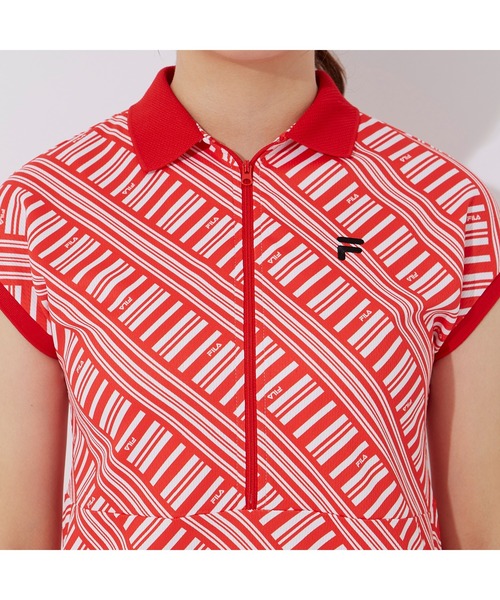 FILA GOLF(フィラゴルフ )の「FILA GOLF/フィラゴルフ ゴルフウェア ブランド ロゴ 吸汗速乾 UVカット 接触冷感 遮熱 フレンチスリーブ ハーフジップ ワンピース(ワンピース・レディース・レッド/ライトブルー/ブラック・L/M/LL)」の22枚目の写真