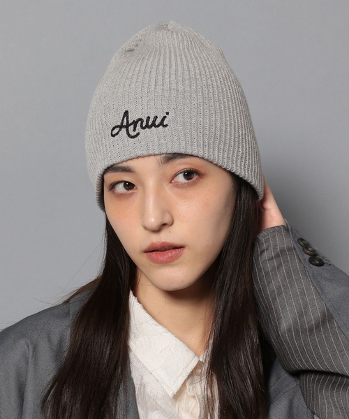 Anui（アニュイ）の「【UNISEX】レタリングロゴビーニー（ニットキャップ/ビーニー・レディース・ブラック/グレー・FREE）」の2枚目の写真
