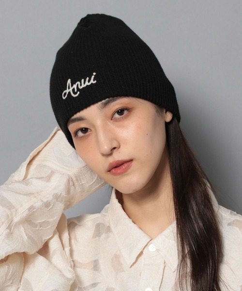 Anui（アニュイ）の「【UNISEX】レタリングロゴビーニー（ニットキャップ/ビーニー・レディース・ブラック/グレー・FREE）」の4枚目の写真