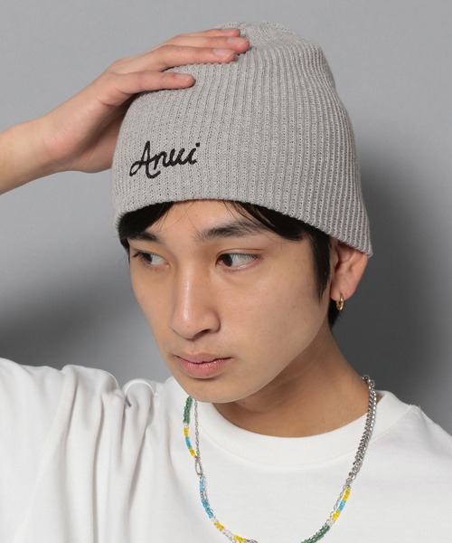 Anui（アニュイ）の「【UNISEX】レタリングロゴビーニー（ニットキャップ/ビーニー・レディース・ブラック/グレー・FREE）」の9枚目の写真