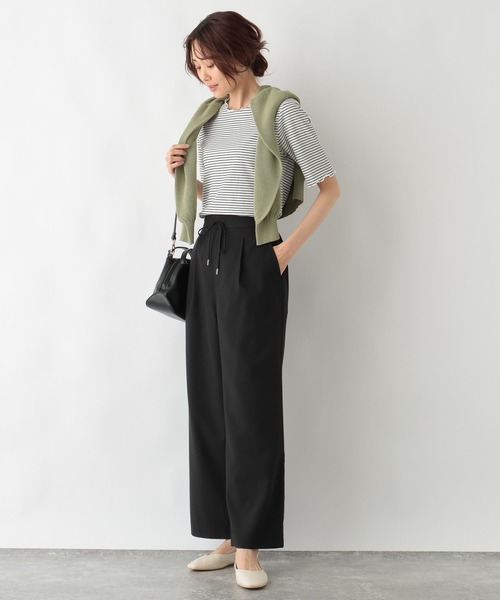 GLOBAL WORK(グローバルワーク)の「お手入れらくらくリネンイージーパンツ/975447(その他パンツ・レディース・ブラック/グレイッシュベージュ/チャコールグレー/イエロー系4/ブルー/モカ・SMALL/MEDIUM/LARGE)」の8枚目の写真