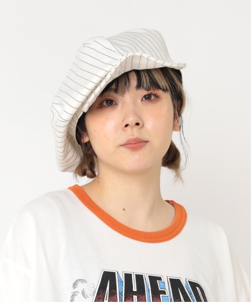 RNA(アールエヌエー)の「E4994 ストライプBIGキャスケット(キャスケット・レディース・ホワイト/サックスブルー/チャコール・FREE)」の2枚目の写真