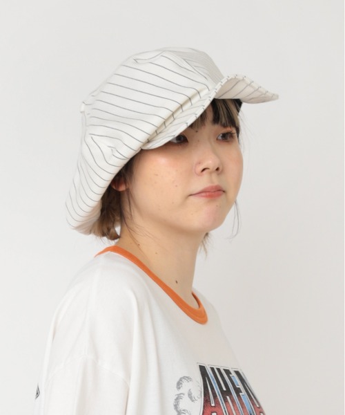 RNA(アールエヌエー)の「E4994 ストライプBIGキャスケット(キャスケット・レディース・ホワイト/サックスブルー/チャコール・FREE)」の6枚目の写真