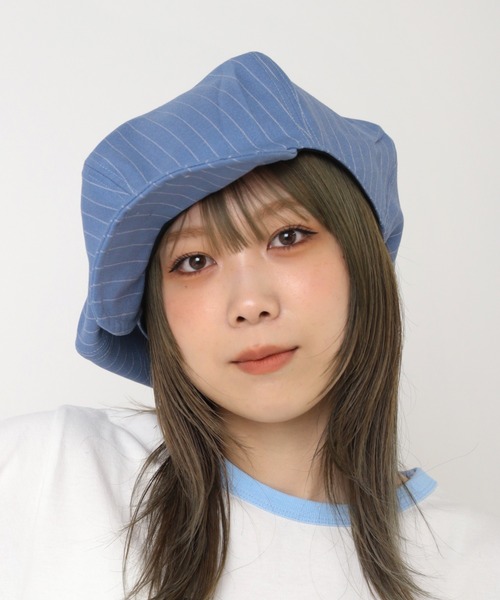 RNA(アールエヌエー)の「E4994 ストライプBIGキャスケット(キャスケット・レディース・ホワイト/サックスブルー/チャコール・FREE)」の11枚目の写真
