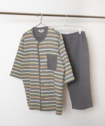 DAKS（ダックス）の「【DAKS】クレープボーダー/無地　6分袖・7分丈パンツ　パジャマ（ルームウェア/パジャマ）」