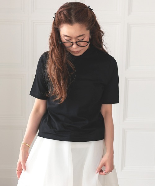 DONOBAN(ドノバン)の「シルケットTee(Tシャツ/カットソー・レディース・ネイビー/ホワイト/ブラック/オートミール/レッド/ピンク/ライトイエロー・F)」の2枚目の写真