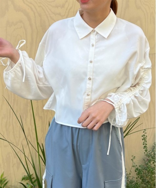 axes femme（アクシーズファム）の「ドロスト袖ショートシャツ（シャツ 