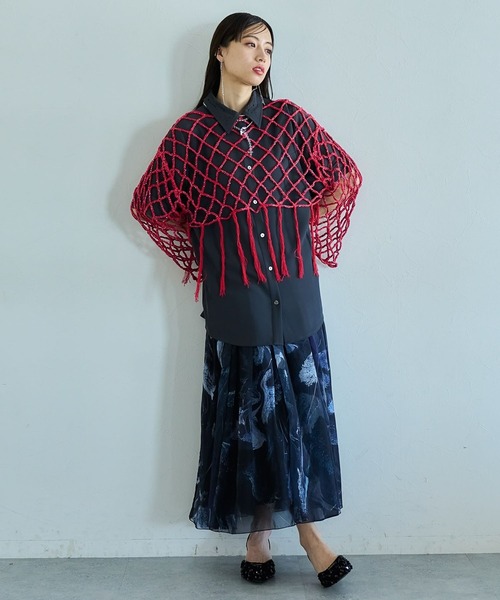 HARE（ハレ）の「スパンコールメッシュフリンジニット(HARE)（ニット/セーター・レディース・ブラック/レッド・FREE）」の5枚目の写真