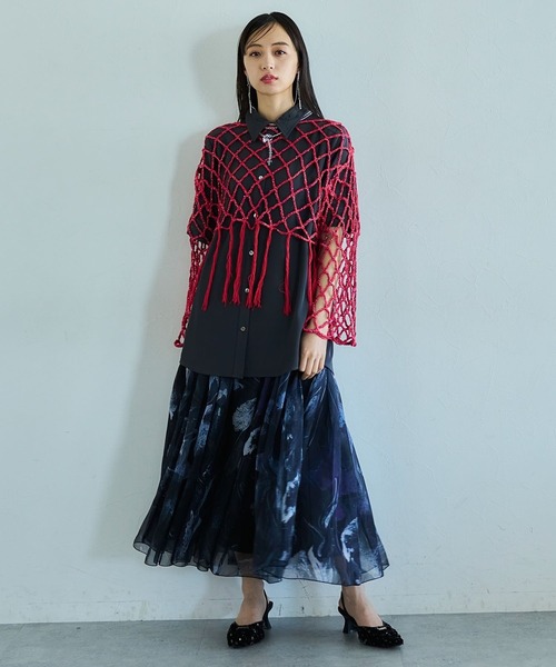 HARE（ハレ）の「スパンコールメッシュフリンジニット(HARE)（ニット/セーター・レディース・ブラック/レッド・FREE）」の7枚目の写真