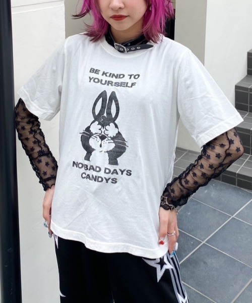 Candy Stripper（キャンディストリッパー）の「NO BAD DAYS Tシャツ（Tシャツ/カットソー・レディース・オフホワイト/ブラック/ライトブルー/パープル・3/2/1）」の2枚目の写真