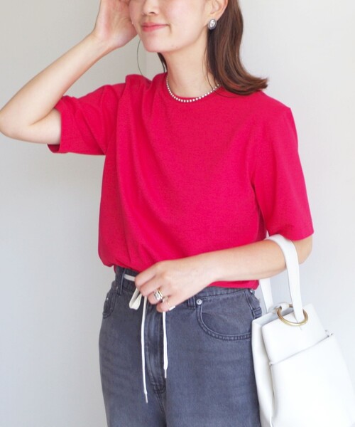 SHIPS(シップス)の「〈手洗い可能〉ベーシック TEE(Tシャツ/カットソー・レディース・ダークグレー/ピンク/ベージュ/ホワイト/レッド・ONE SIZE)」の18枚目の写真