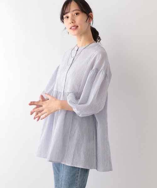 ブラウス シャツ コットンリネンボイル ペプラムブラウス レディース sakishimatokyo ブラウス シャツ 「sakishimatokyo premium