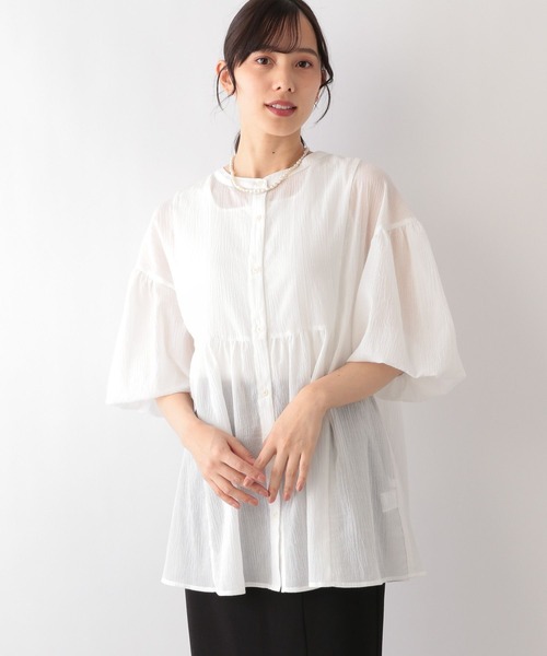 GLOBAL WORK(グローバルワーク)の「エアリーボイルペプラムブラウス/996868(シャツ/ブラウス・レディース・ラベンダー/ライトグリーン系3/ブルー系5/ブラック/オフホワイト/ブラウン・FREE)」の9枚目の写真